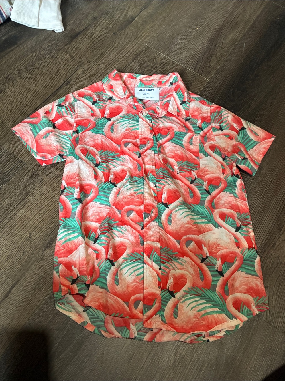 Old Navy Coral Pink Flamingo Print Button-Up Shirt